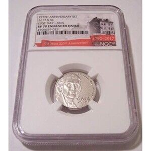 2017 S Jefferson Nickel Enhanced Finish SP70 NGC FDI ANA Label